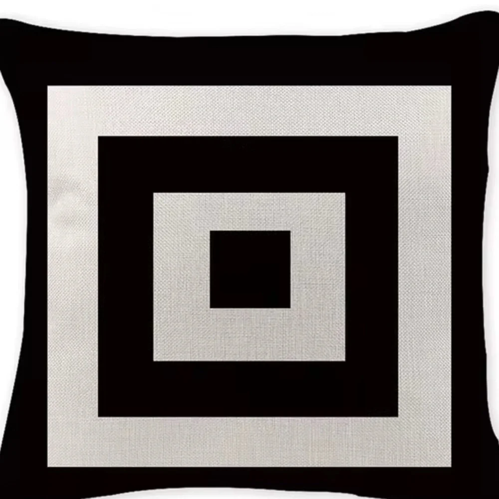 Modern Black and Cream Geometric Throw Pillow Cover 18”x18” Pair